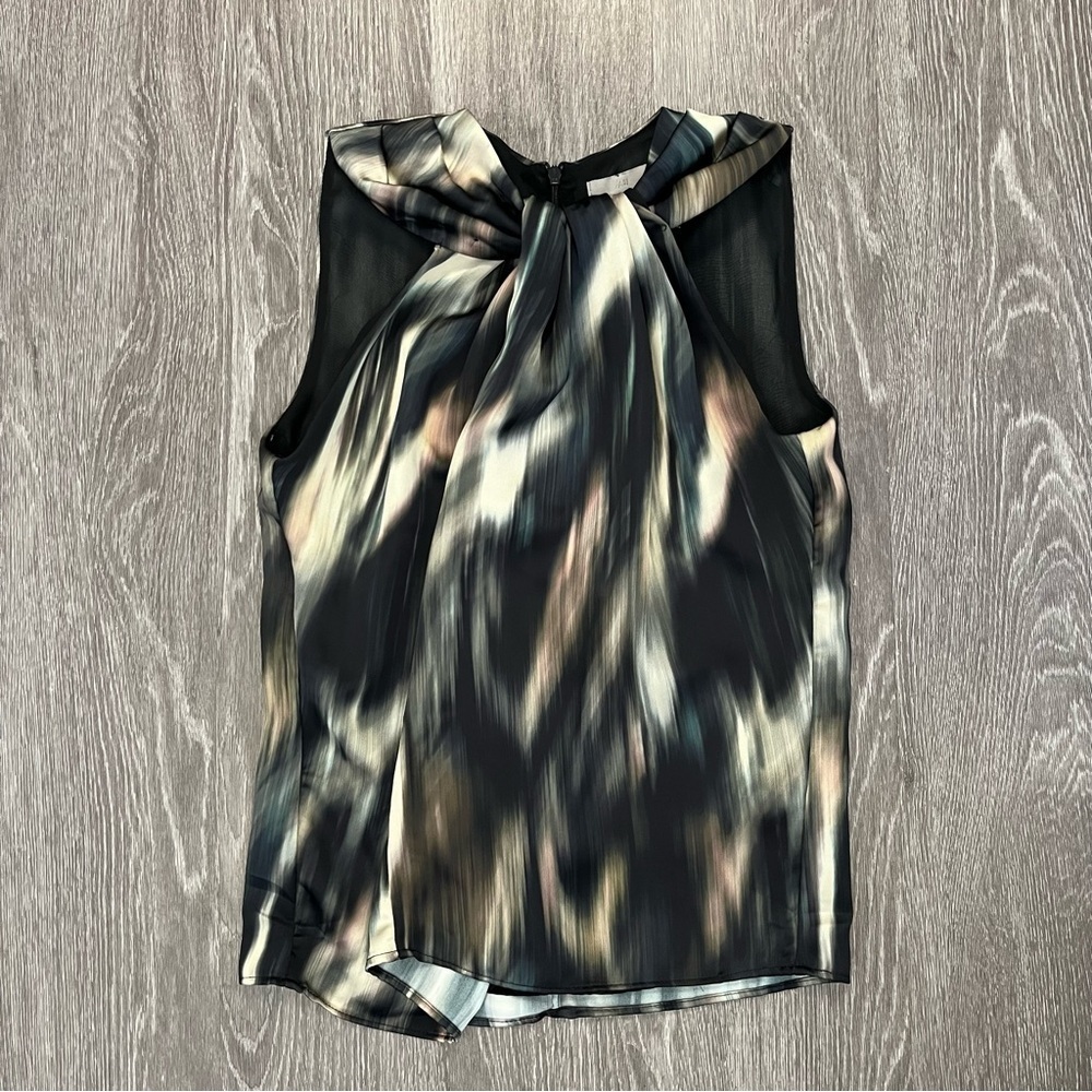 🤍 H&M Womens Twisted Detail Sleeveless Top Round Neck Size S Black Pattern 🤍